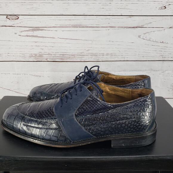 Stacy Adams Men's Blue Genuine Snake Square Toe Oxford Shoes Size 9.5M - Picture 6 of 12